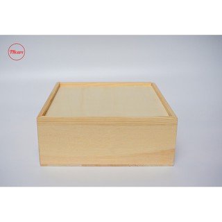 Hộp gỗ thông đựng đồ nắp trượt vân gỗ tự nhiên