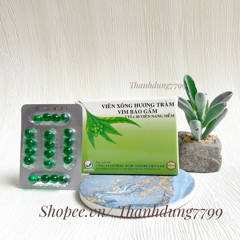 viên xông hương tràm Vim báo gấm xông mũi họng cảm cúm mùa - hộp 2 vỉ x 20 viên