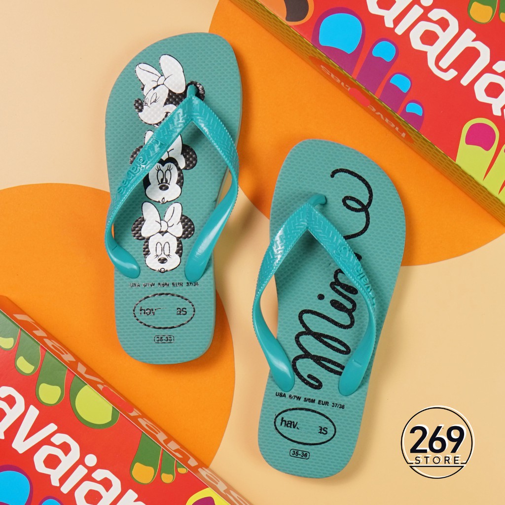 Dép havaianas nữ Tông Lào Thái Lan hoạ tiết cartoon tông nữ đi biển dép quai kẹp havanas xỏ ngón cao su êm chân