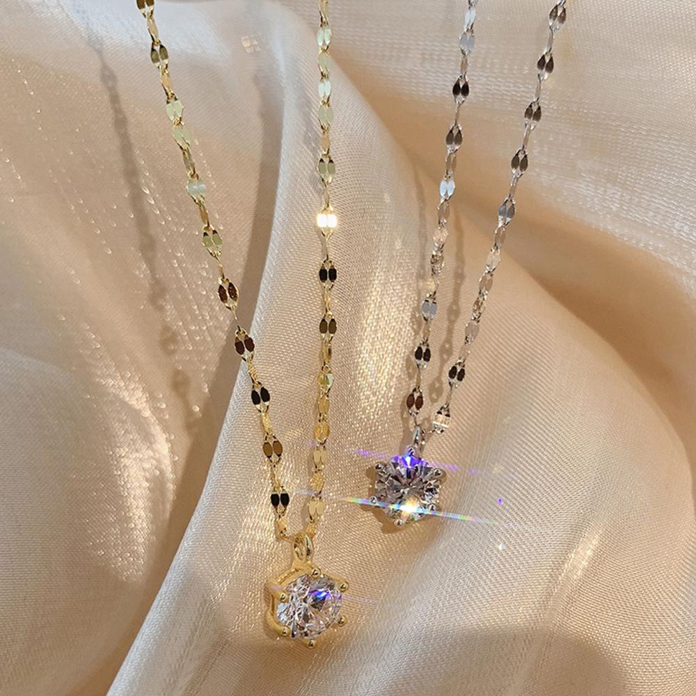 AROMA Vòng cổ Mạ Đồng Đính Đá Zircon