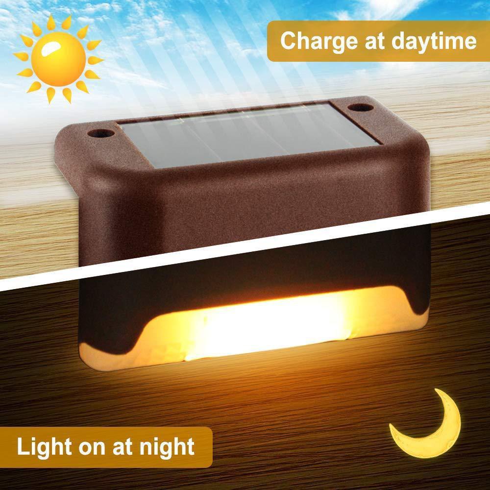Đèn Led năng lượng mặt trời, R8xC4,5cm, màu Đen, đèn vàng ấm, chống nước, ốp lan can, trang trí ngoài trời