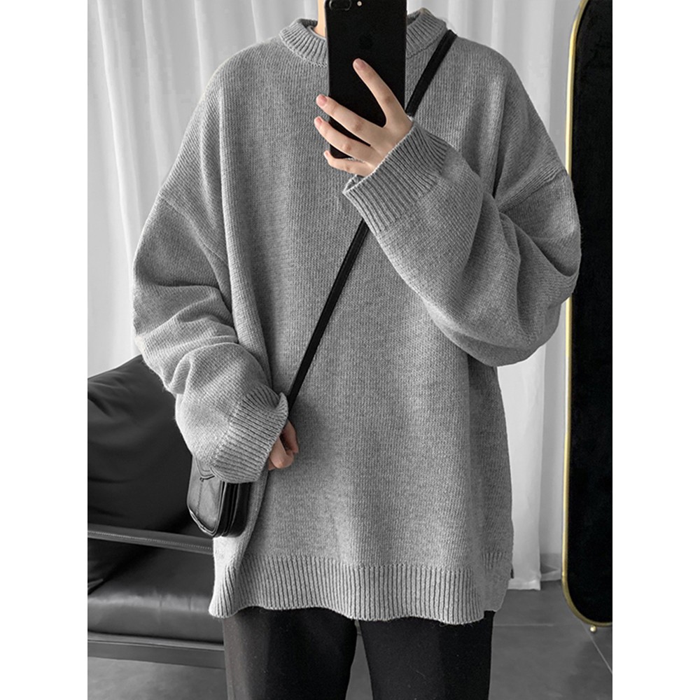 Áo len nam dáng suông rộng kẻ gấu style Hàn
