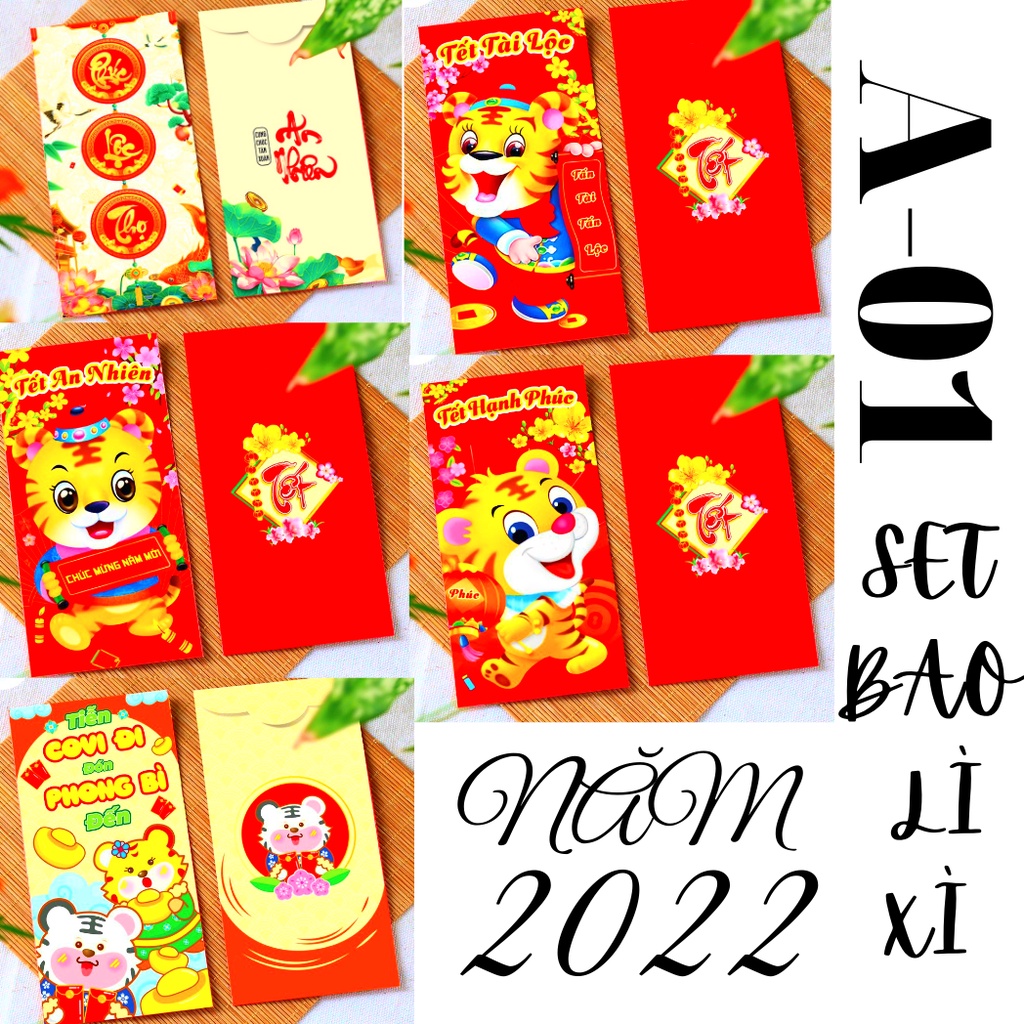 🌝SP MỚI🌝 Bao Lì Xì Đẹp Tết 2022 Hoạt Hình Con Cọp Dễ Thương Thần Tài Tiền Đô-Độc Lạ-Giá Sỉ-Rẻ-Màu Đỏ-Chất Giấy C150-Cứng