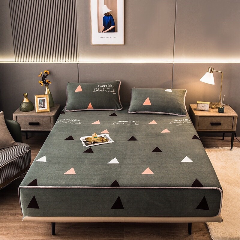 bộ ga nỉ tuyết sữa mới nhất năm 2021 (1ga+2 vỏ gối đầu)