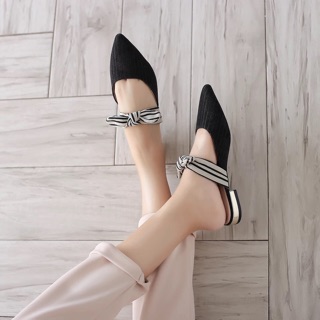 ( Order ) Giày sục mũi nhọn quai nơ