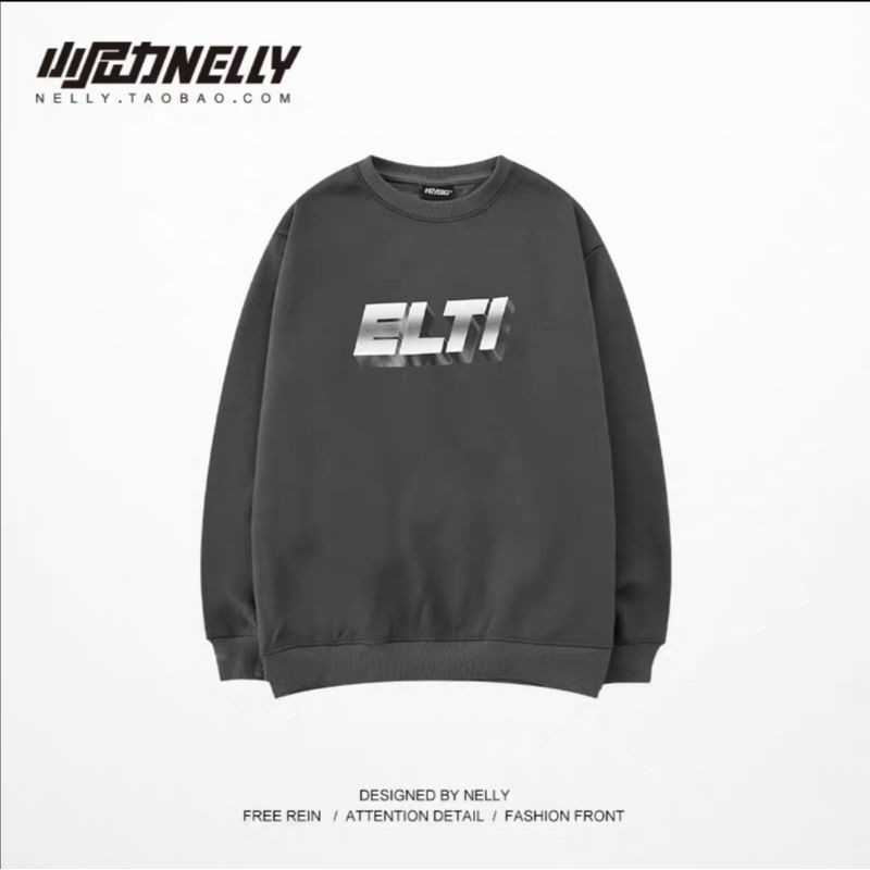 [3 màu] Áo Sweater Unisex nỉ lót lông Nelly chính hãng họa tiết chữ ELTI (order)