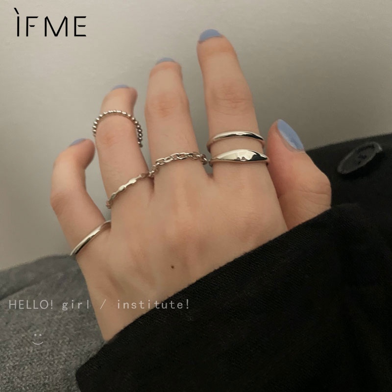 Set 6 nhẫn IF ME màu bạc thời trang cho nữ