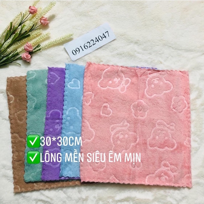 Set 5 Khăn vuông đa năng lông siêu mền mịn(30 *30cm), khăn lau cao cấp