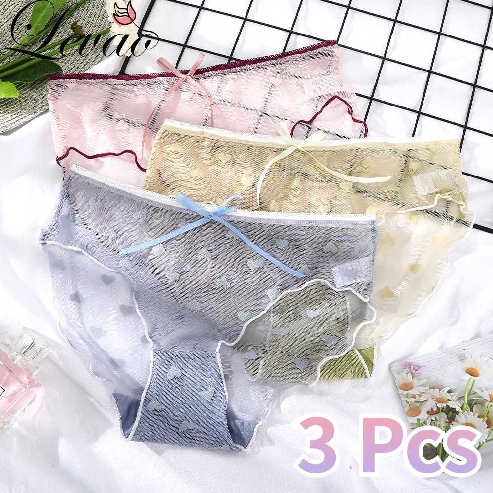 Bộ 3 Quần Lót Levao Trong Suốt Thoáng Khí Gợi Cảm Cho Nữ