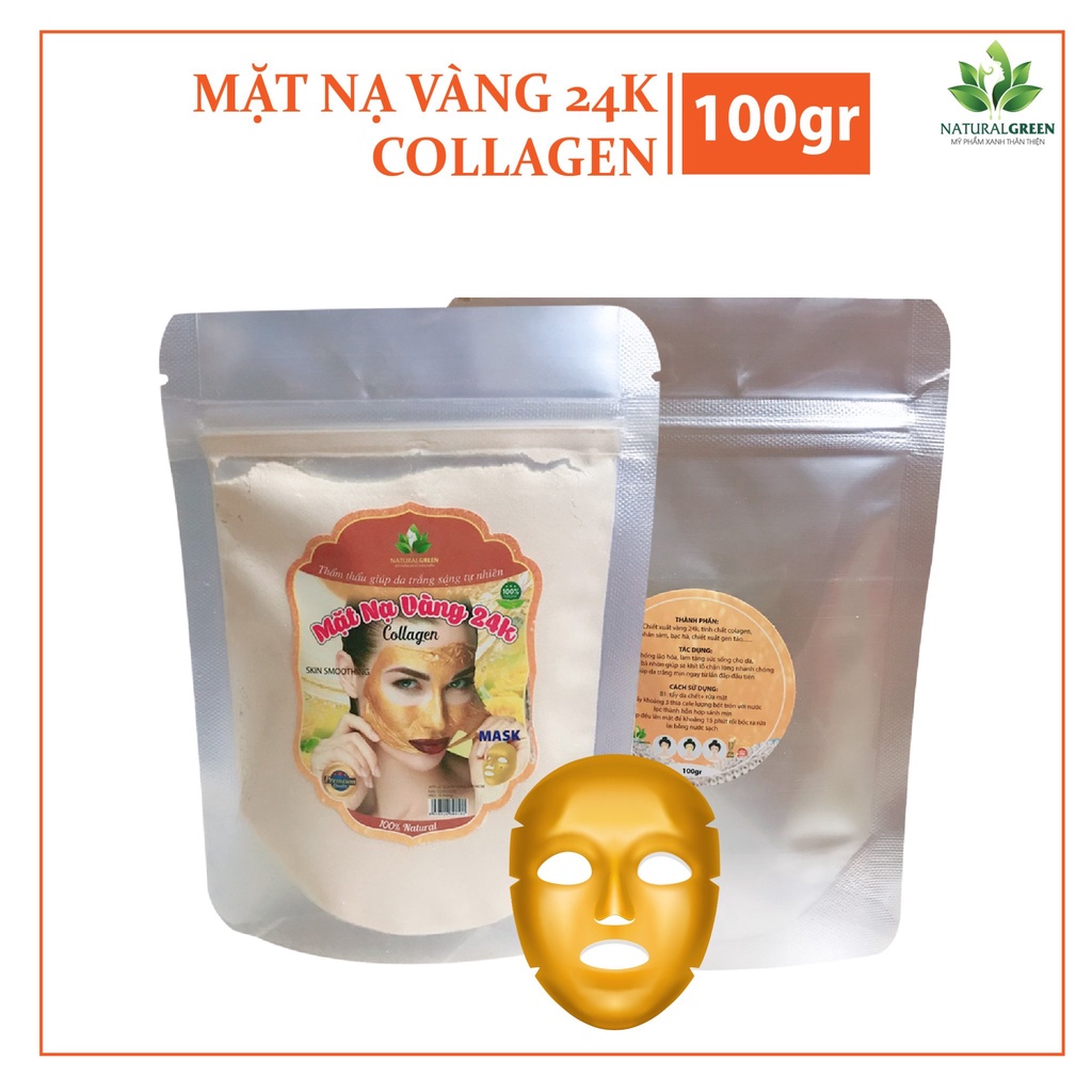 100gr Mặt nạ vàng collagen 24k cấp ẩm, dưỡng da giúp da căng mịn ngăn ngừa nám