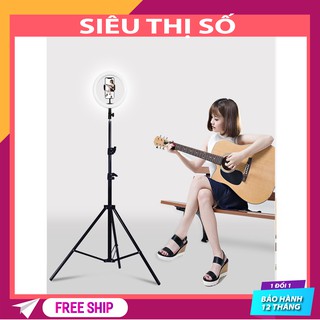 Đèn livestream 26cm, đèn livestream hỗ trợ ánh sáng chụp ảnh, make up trang điểm, 3 chế độ ánh sáng