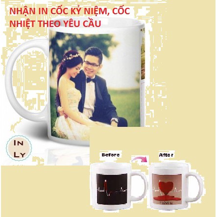 Cốc cảm biến nhiệt in ảnh kỷ niệm hình cá nhân - kỷ niệm công ty - tặng bạn bè khách hàng