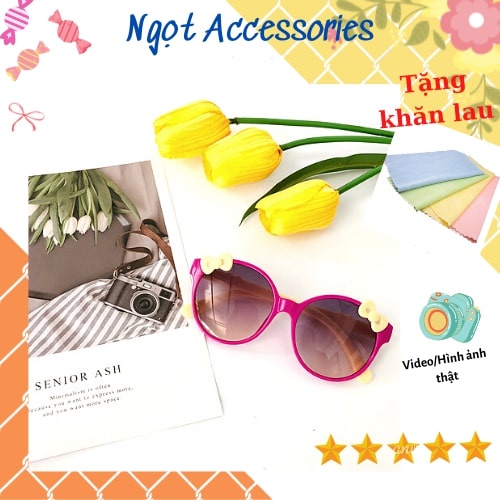 Kính Râm Mát Cho Bé Gái Trẻ Em Nữ Họa Tiết Nơ Thời Trang Đáng Yêu Ngọt Accessories Chống Tia UV Bảo Vệ Mắt