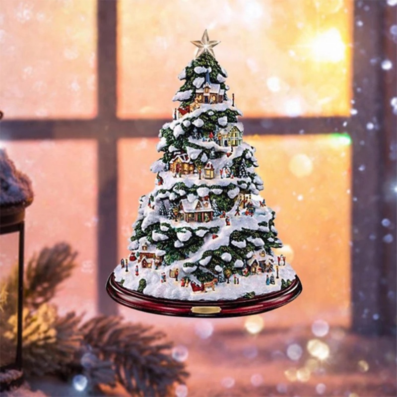 Miếng Dán Cửa Kính Bằng PVC Chống Nước Hình Cây Thông / Người Tuyết / Ông Già Noel Độc Đáo