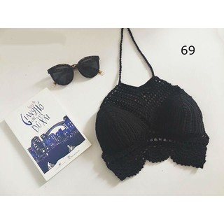 Áo yếm len móc Đen đi biển- 9 mẫu lựa chọn