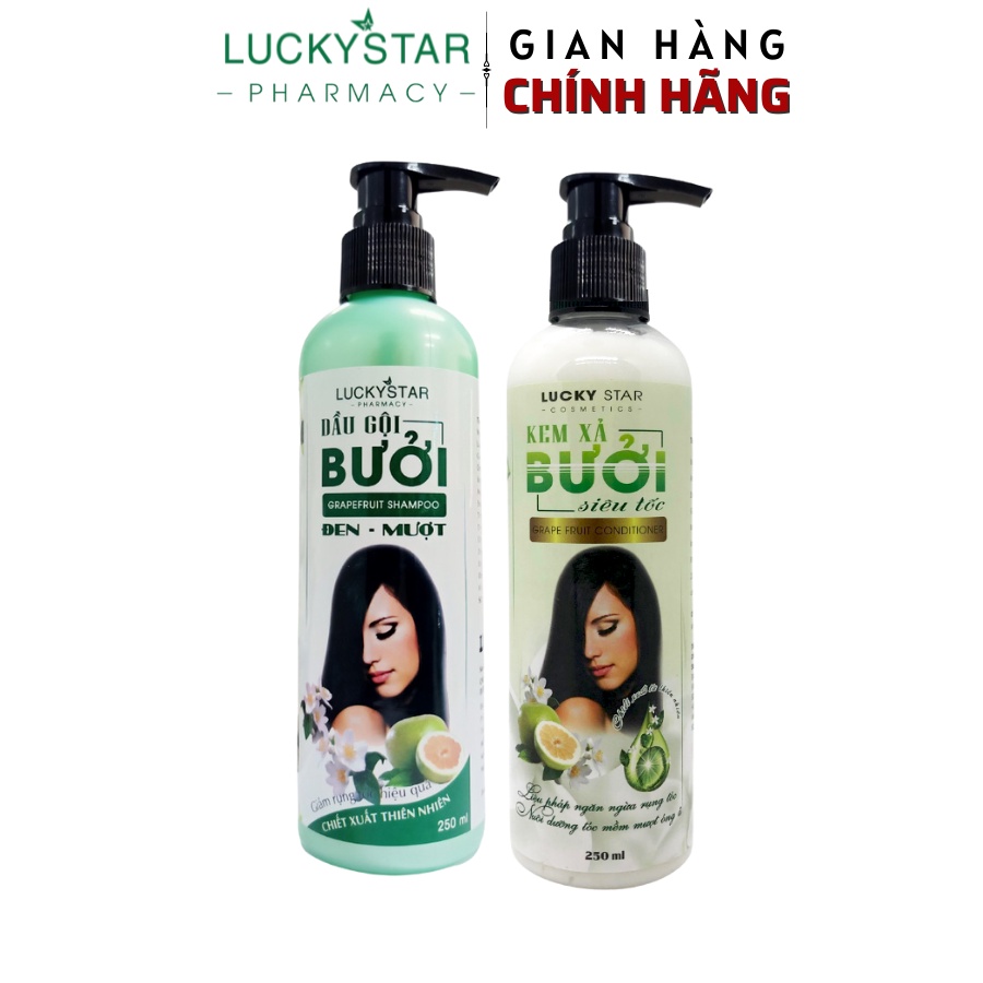 COMBO Dầu Gội Và Kem Xả Bưởi Lucky Star 250ml/500ml