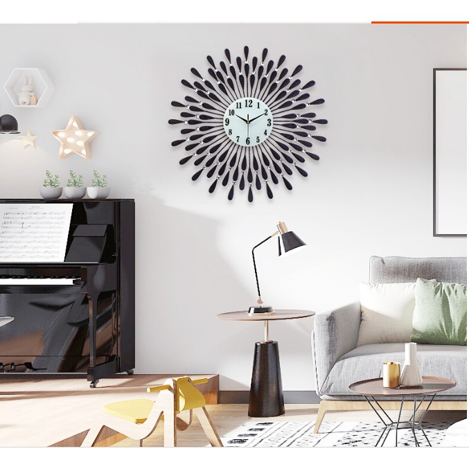 Đồng hồ treo tường trang trí Mặt Trời Đen MTD kích thước 70x70 cm