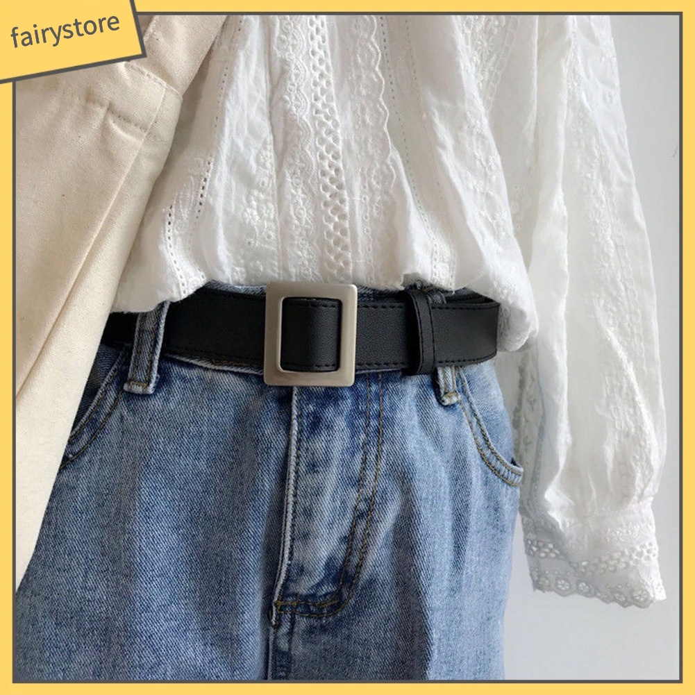 Thắt Lưng Giả Da Phối Khoá Kim Loại Độc Đáo Cho Nữ