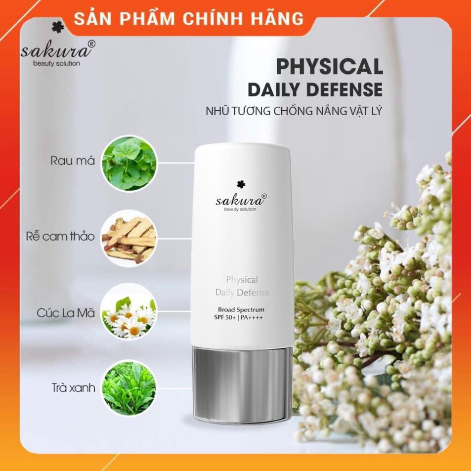 Kem Chống Nắng Sakura Physical Daily Defense SPF 50+ PA ++++ 60g