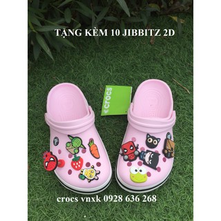 Dép Cá Sấu - Tặng 10 Jizbit ( Ảnh Thật, Hàng Có Sẵn, Màu Hồng)