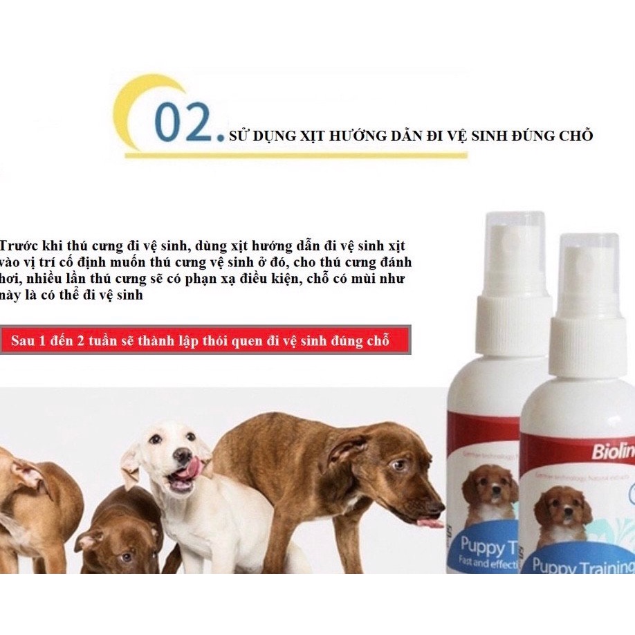 Chai xịt hướng dẫn đi vệ sinh đúng chỗ cho cún - Bioline Puppy Training 50ml