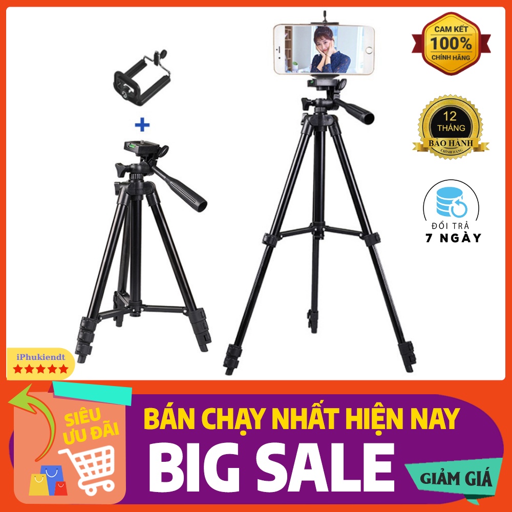 Gậy 3 chân Tripod 3110/3120 kéo dài được 105cm bằng nhôm cao cấp chắc chắn chuyên chụp hình live stream bán hàng