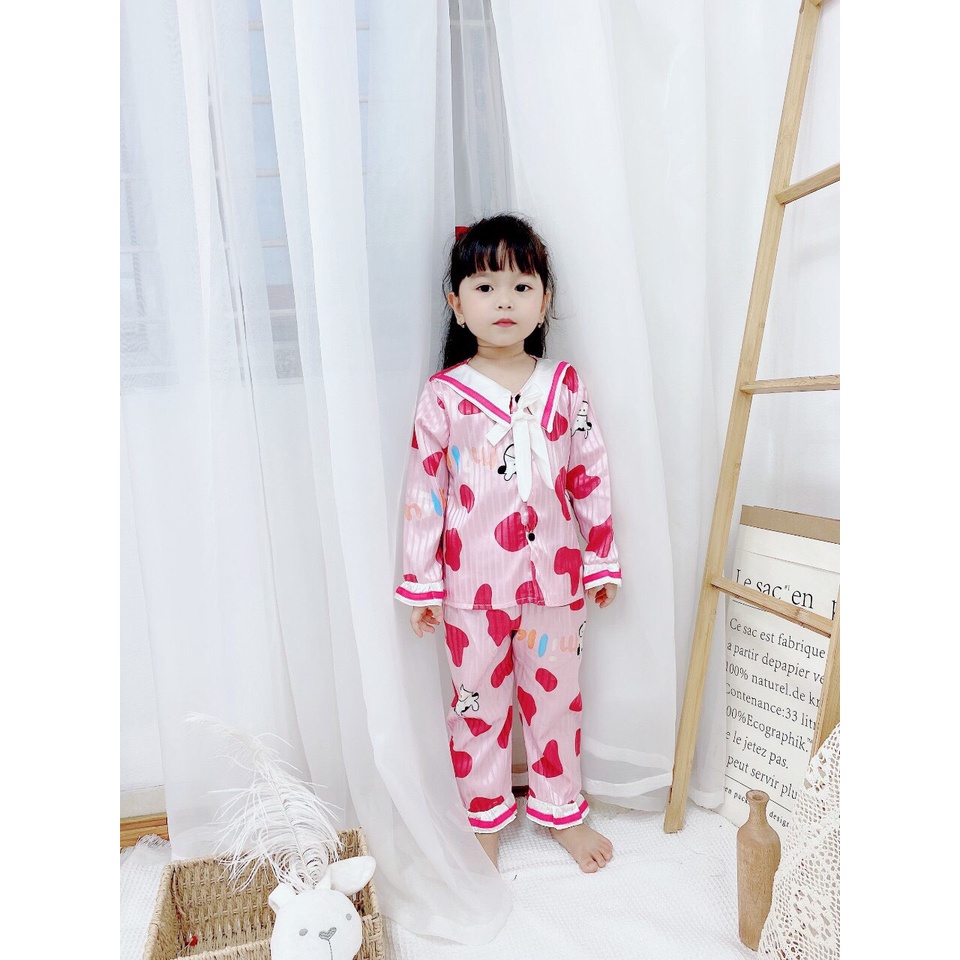 Bộ Quần Áo Mặc Nhà, Bộ Pijama Lụa Gấm Cho Bé Gái Dáng Tiểu Thư - Boody - BPN18