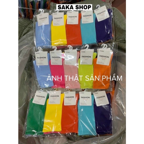 Vớ tất cổ cao trơn màu nam nữ unisex nhiều màu phong cách ulzzang Hàn Quốc dễ thương
