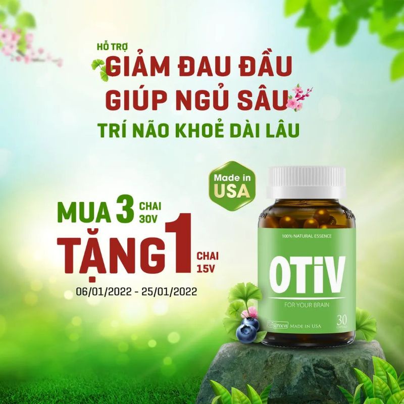 (TÍCH ĐIỂM 4 TẶNG 1 15V) OTIV Hổ Trợ Cải Thiện Mất Ngủ - Đau Nửa Đầu -Tăng Cường Trí Nhớ