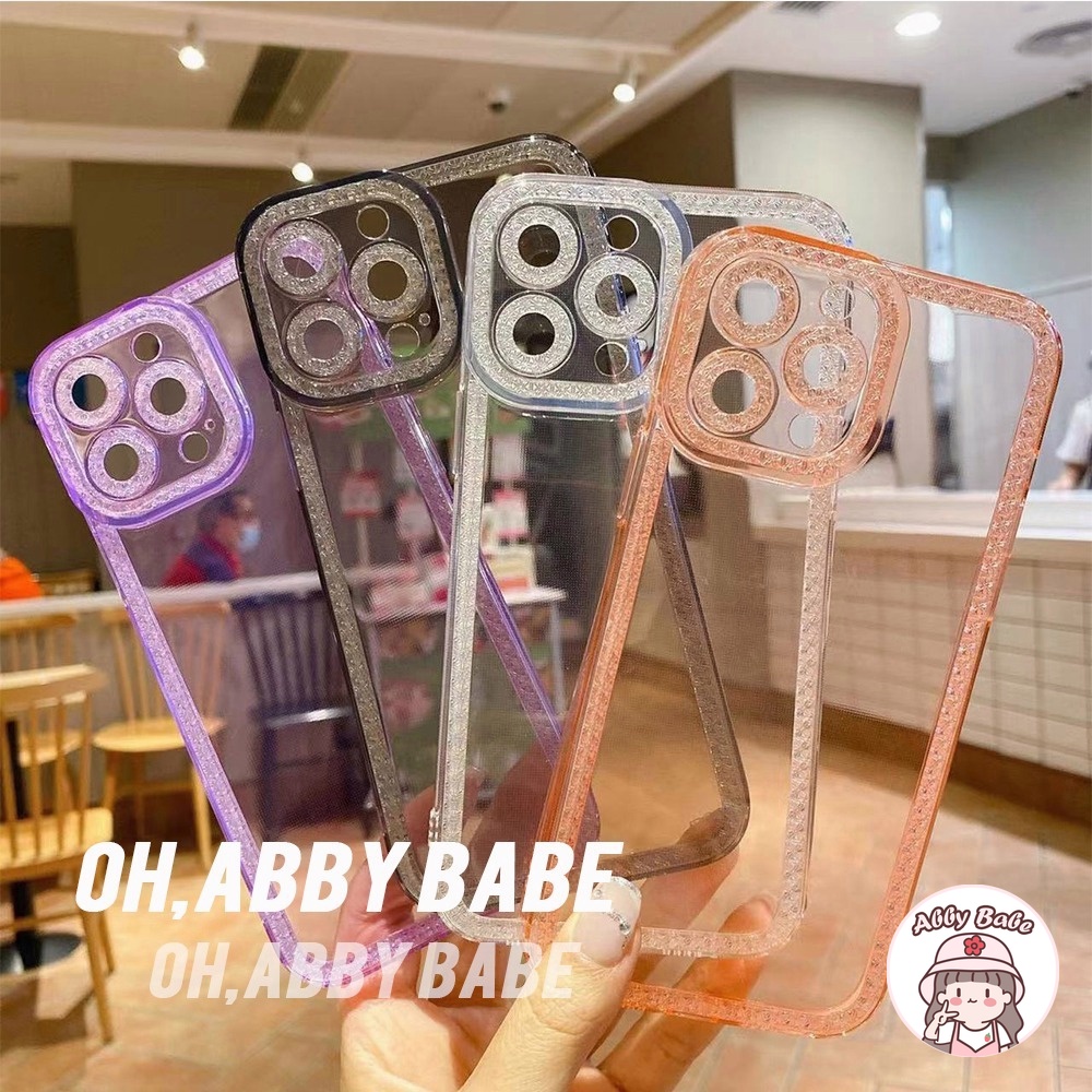 Ốp Điện Thoại TPU Mềm Trong Suốt Chống Sốc Đính Đá Sang Trọng Bảo Vệ Lens Cho IP 13 12 11 Pro Max XR 8 7 Plus