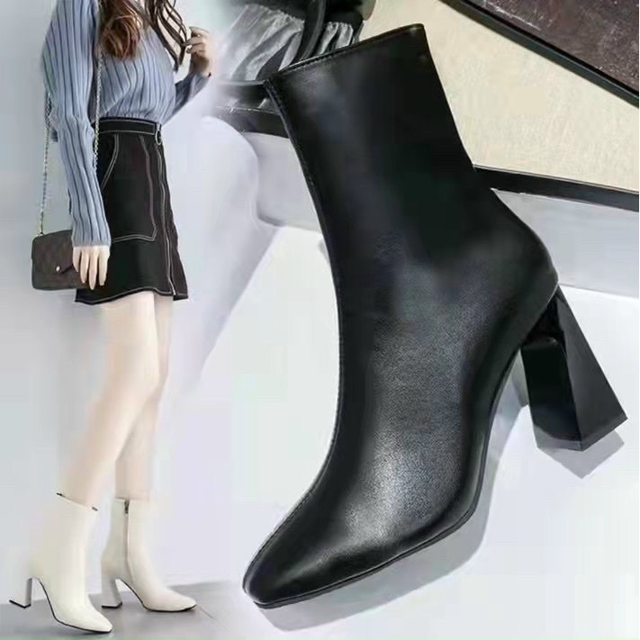 Boot nữ da lì " CHẤT DA MỀM " Gìay Boot khóa kéo , lót lông bên trong siêu ấm