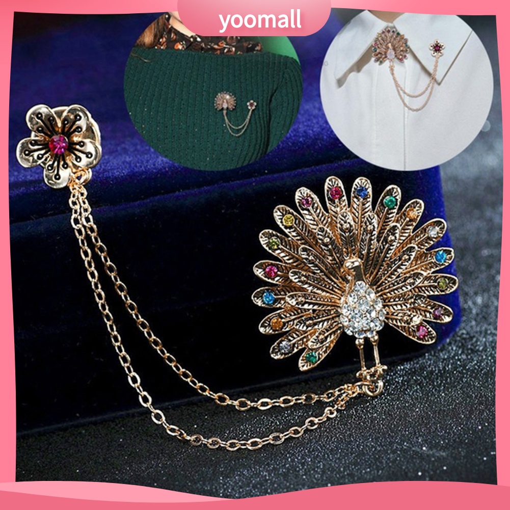 Ghim Cài Áo Hình Chim Công Đính Đá Nhân Tạo Thời Trang Cho Nữ