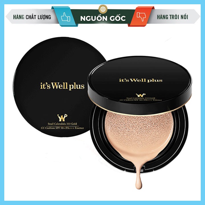 [Mỹ Phẩm Chính Hãng] Phấn Nước Trang Điểm Dưỡng Trắng Cho Da Khô Snail Calendula 333 Gold CC Cushion SPF 50PA+++ Essence