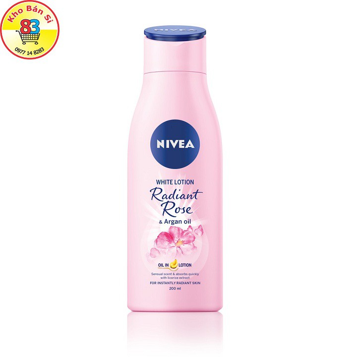 85706-Sữa dưỡng thể dưỡng trắng NIVEA hương hoa hồng Radiant Rose (200ml)