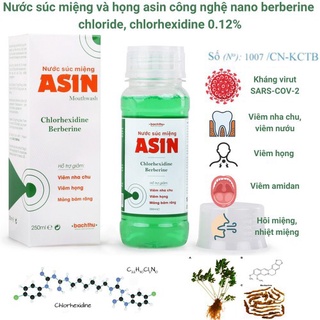 Nước Súc Miệng Diệt Khuẩn ASIN 250ml, chống viêm nhiễm răng miệng