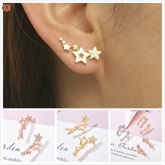 Khuyên tai hình ngôi sao đính đá Sapphire trắng thời trang thanh lịch cho nữ