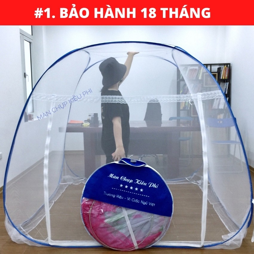 Mùng chụp tự bung đỉnh rộng (vuông) ?THƯƠNG HIỆU KIỀU PHI ?Màn dây kéo TO, khóa kéo LỚN, vải DÀY DẶN