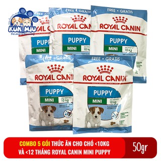 Combo 5 gói 50gr Thức ăn cho chó con dưới 10kg và dưới 12 tháng Royal canin Mini puppy