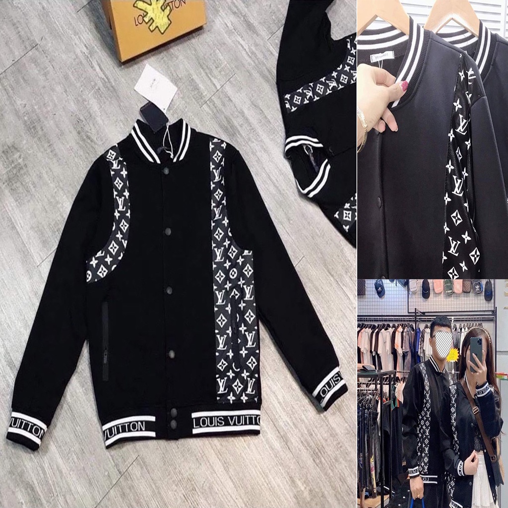 Áo Bomber Tay Da LV, Áo khoác Nỉ Form Rộng Unisex Cực Đẹp