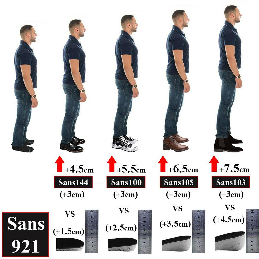 Lót giày tăng chiều cao nam nữ Sans921 cặp miếng độn giầy nâng đế 2cm 3cm 4cm 5cm cả nửa bàn