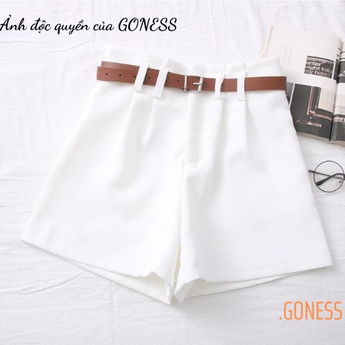 Quần short nữ Goness cạp cao chất vải vintex cao cấp có kèm đai mặc tôn dáng | BigBuy360 - bigbuy360.vn
