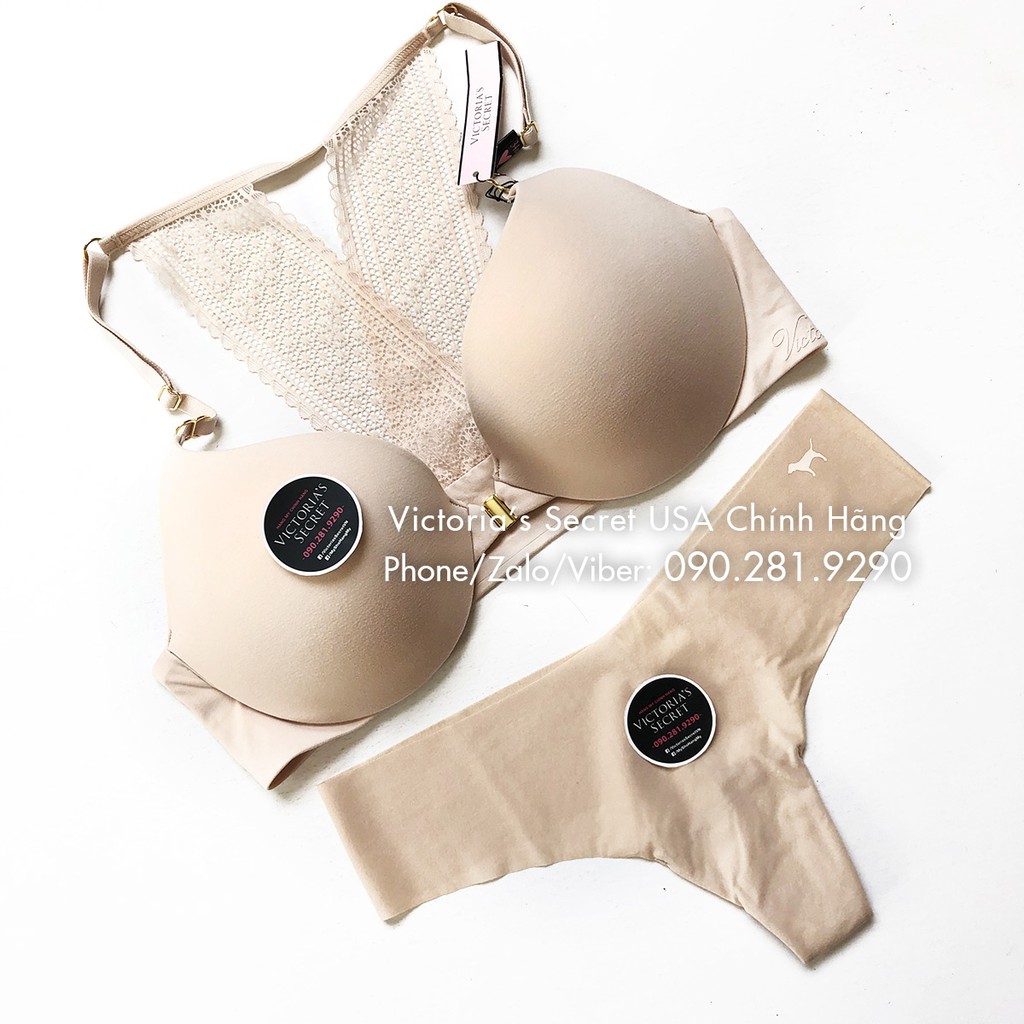 (Hàng Mỹ) 34B/B75 - Áo nude sáng Champage (112) dòng Incredible gài trước, nâng ngực - Victoria's Secret | BigBuy360 - bigbuy360.vn