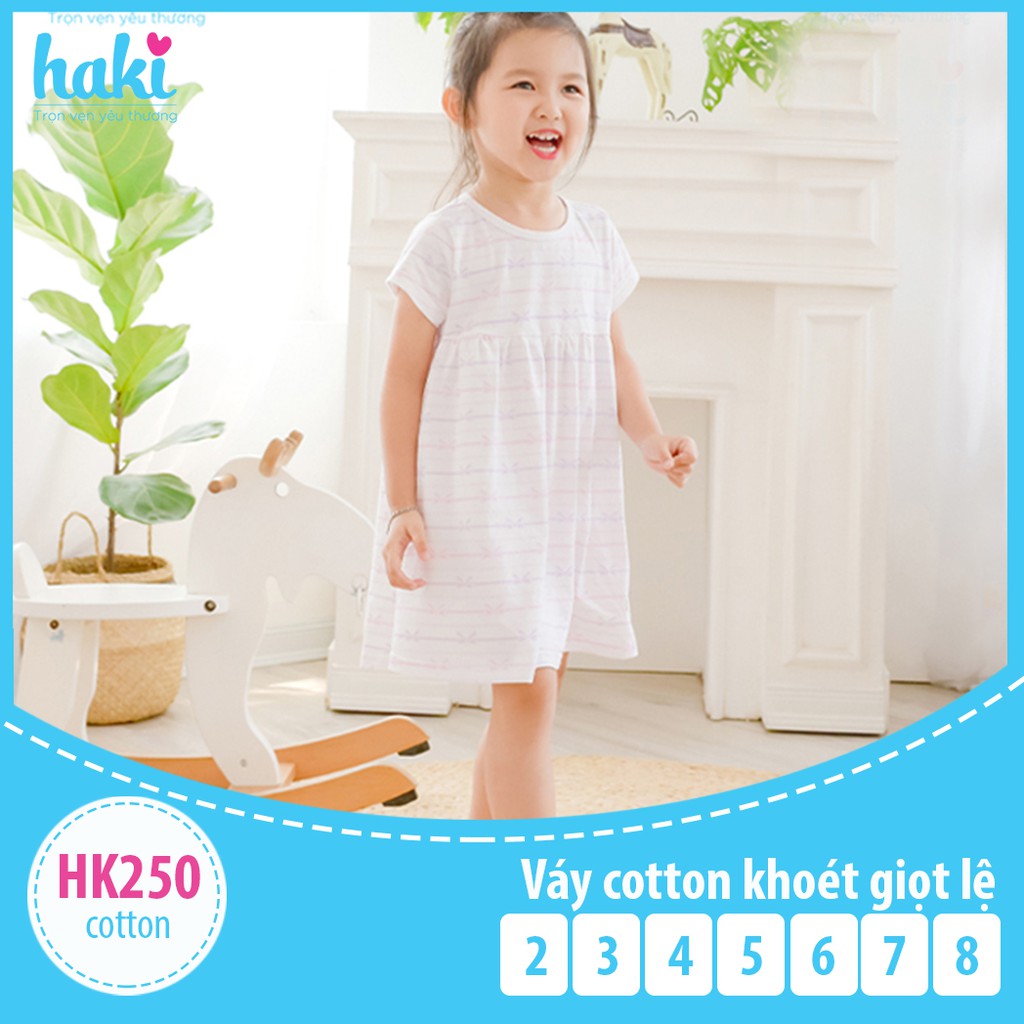 Váy bé gái cotton khoét giọt lệ HAKI - họa tiết nơ HK250