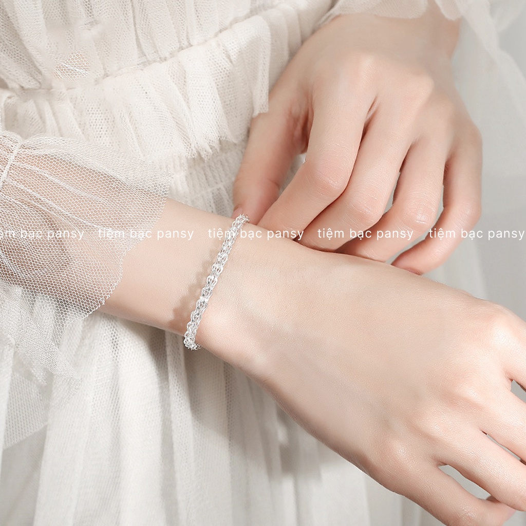 Lắc tay bạc nữ PANSY hoạ tiết đuôi phụng sang chảnh, vòng tay nữ chuẩn bạc ta cao cấp