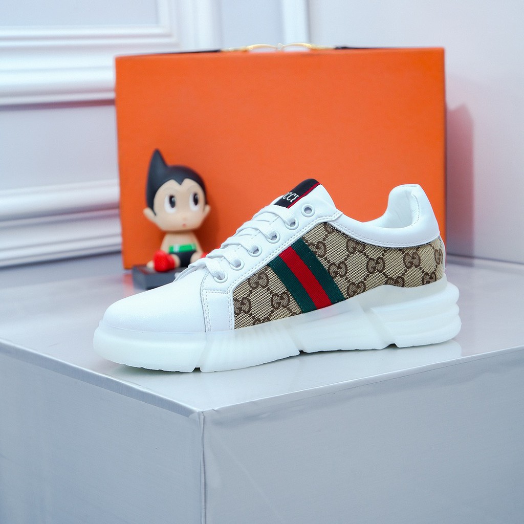 Giày sneakers nam da thật GUCCI GG GC kiểu dáng trẻ trung kết hợp với họa tiết cổ điển