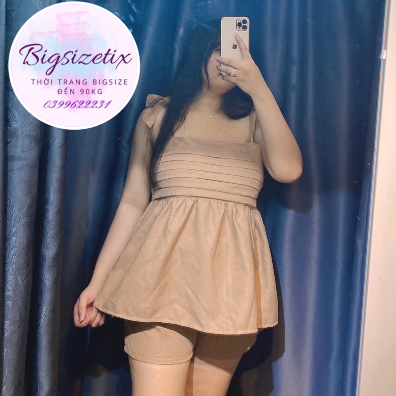 BIGSIZE Sét áo babydoll hai dây xinh xắn bigsize 50-90kg mẫu chụp thật 100%