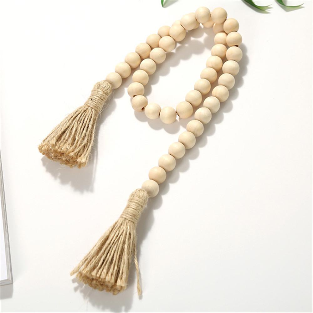PISTA Dây Chuỗi Hạt Gỗ Handmade Phong Cách Boho Treo Trang Trí Nhà Cửa