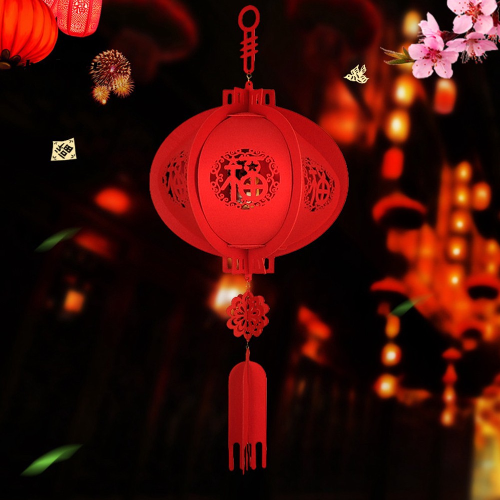 HBG_Happy New Year Chinese Red Lucky Lantern Hanging Spring Festival Home Decoration