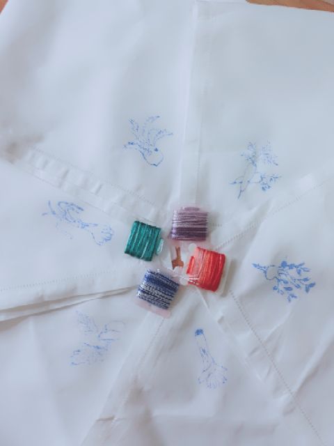 Bộ khăn ăn họa tiết rau củ tự thêu