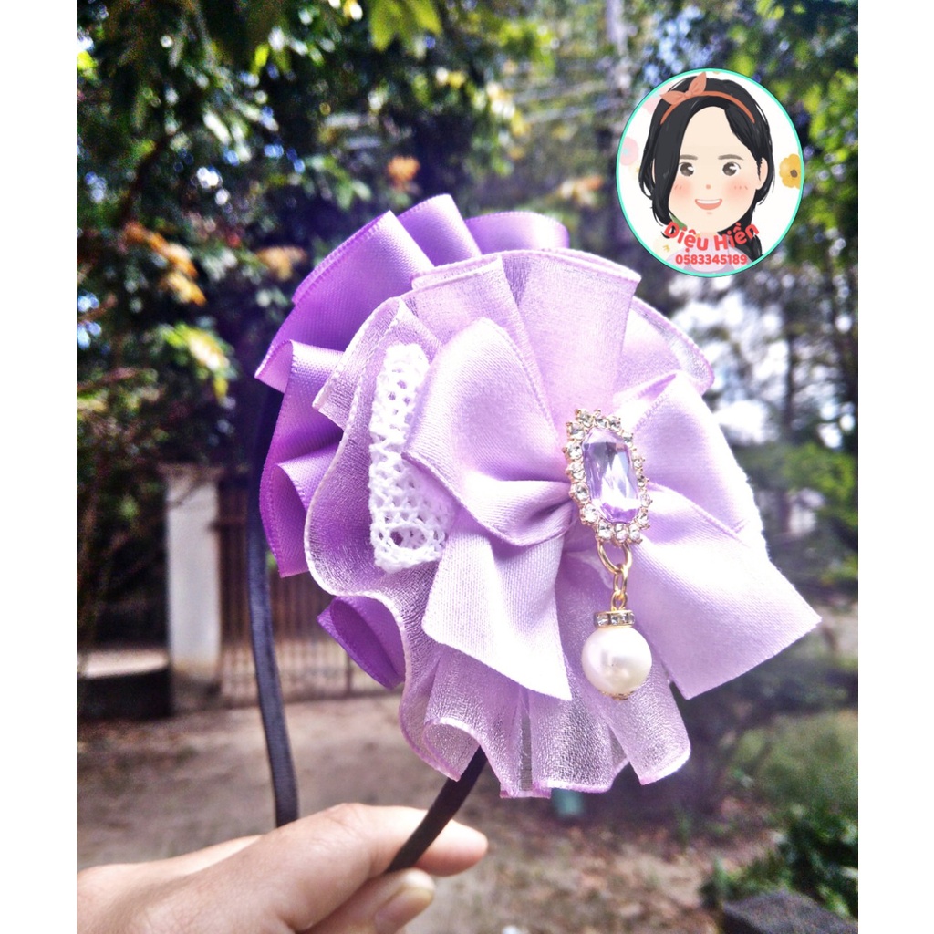 Cài tóc handmade - Cài tóc tím cho nàng lolita